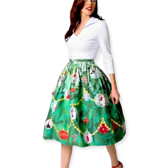 Unique Vintage Dresses & Skirts - Unique Vintage Light Up Christmas Tree Swing Skirt Size L NWT